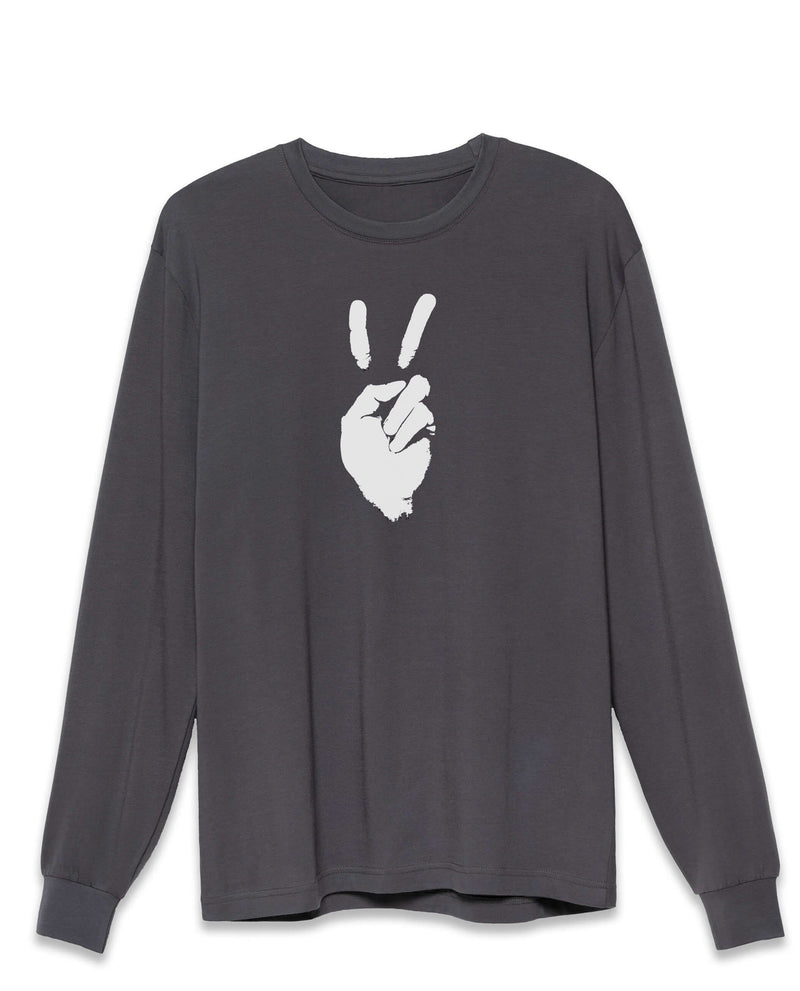 'Peace' Mens Long Sleeve Cotton T-shirt - Slate