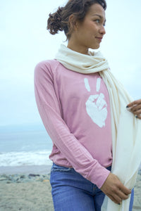 'Peace Sign' Ultra-Soft Raglan Pullover - Rose