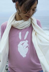 'Peace Sign' Ultra-Soft Raglan Pullover - Rose