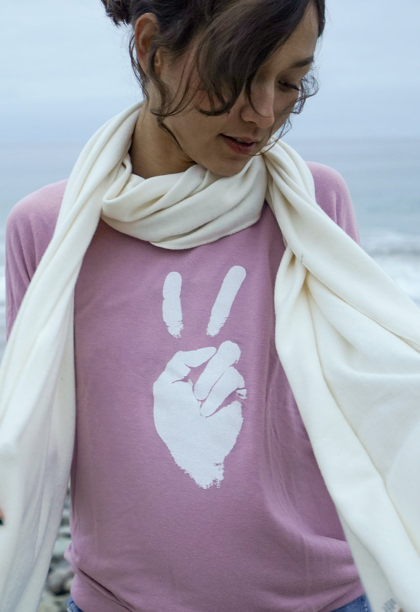 'Peace Sign' Ultra-Soft Raglan Pullover - Rose
