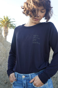 'Made of Love and Stardust' Ultra-Soft Raglan Pullover - Navy Black