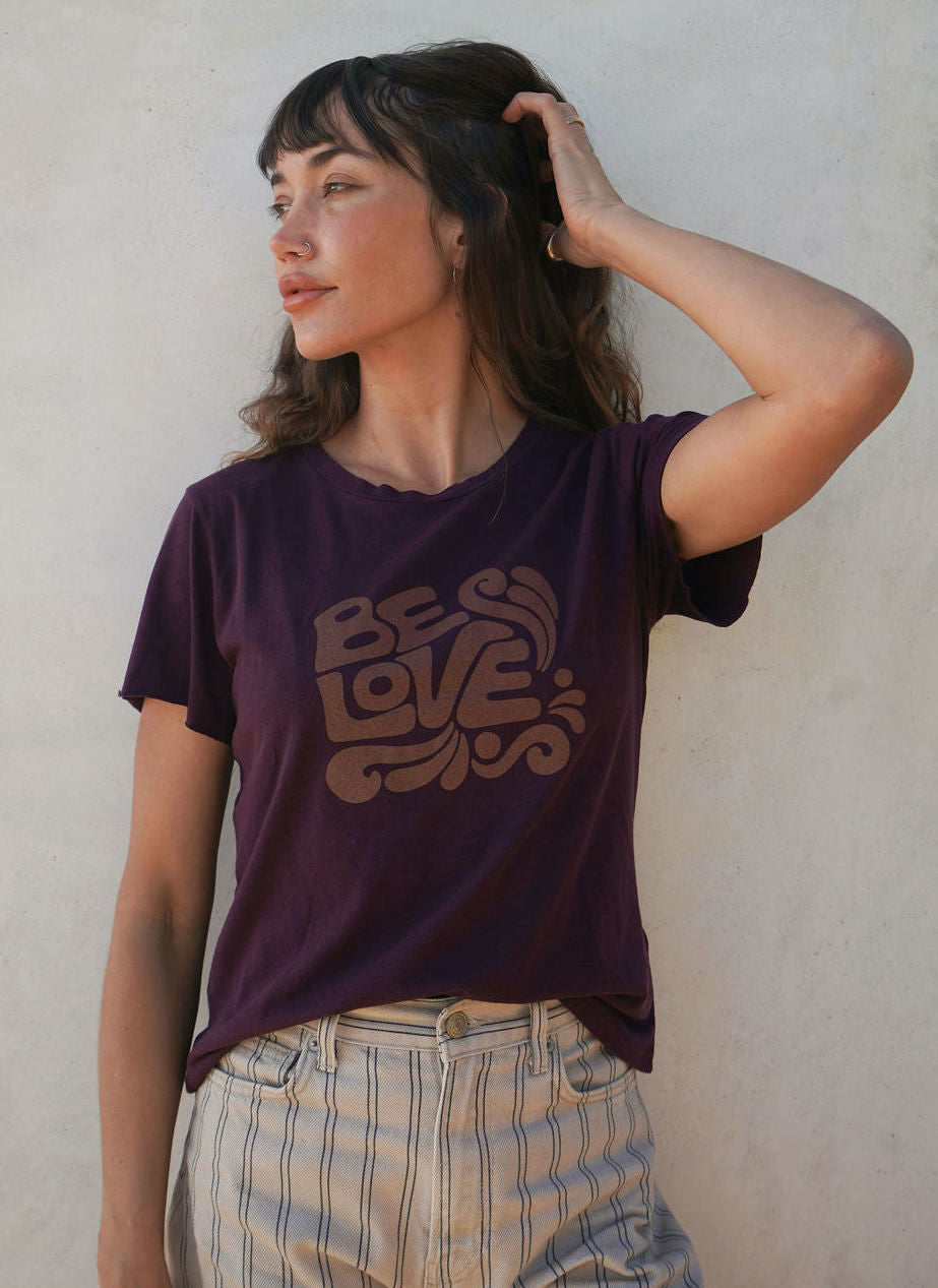'Be Love' Cosmic Swirl Perfect Tee - Merlot