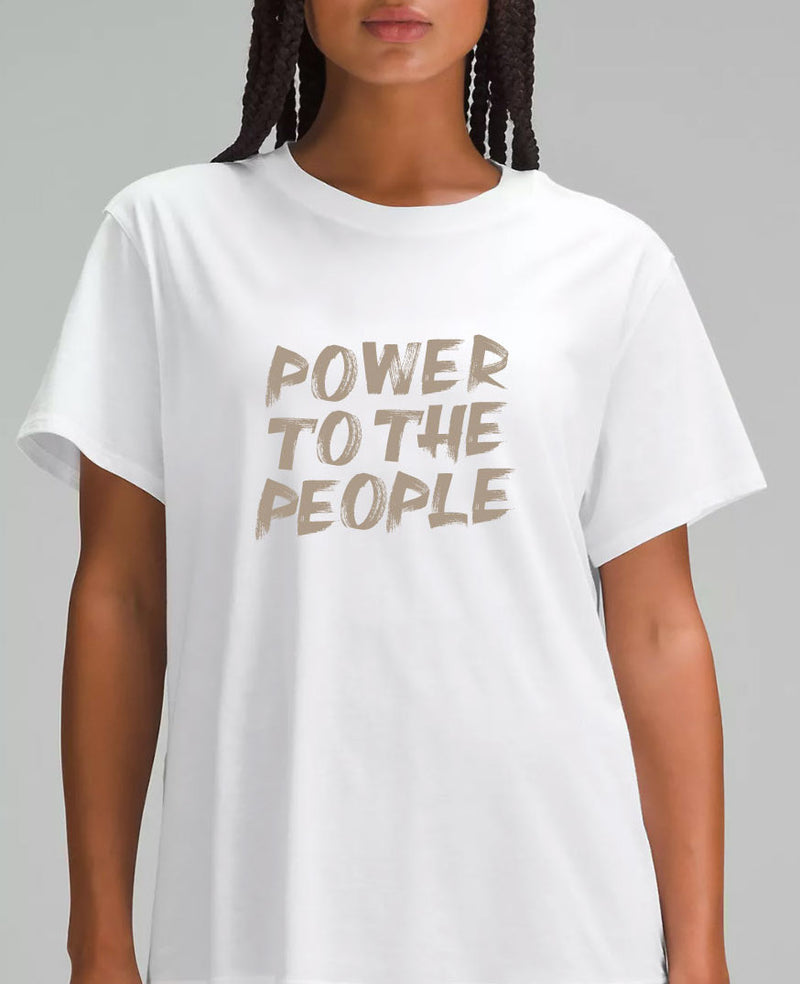 'Power to the People' (brush) Unisex Tee - white