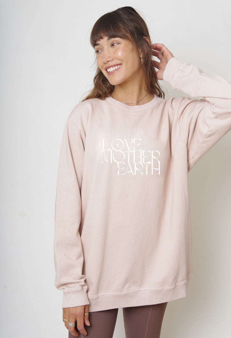 'Love Mother Earth'  Boyfriend/Girlfriend Sweatshirt - Blush