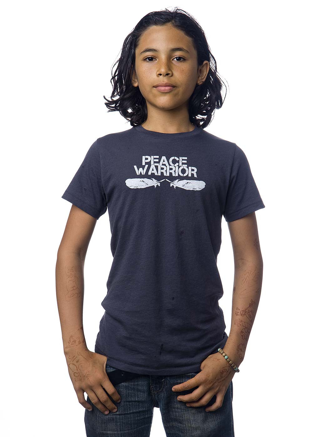 'PEACE WARRIOR' ORGANIC COTTON T-SHIRT-Black