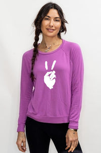 'Peace Sign' Ultra Soft Raglan - Wild Orchid
