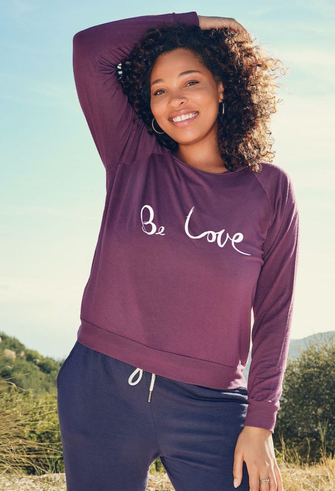 'Be Love' Ultra Soft Raglan Pullover - Magic Fig
