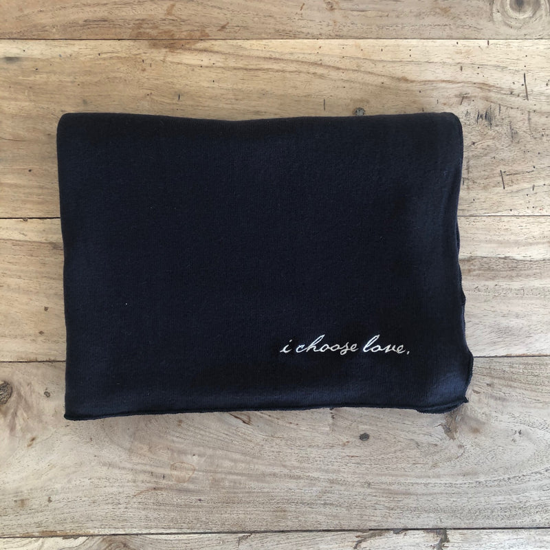 'I Choose Love' Poncho With Embroidery -  Slate Black