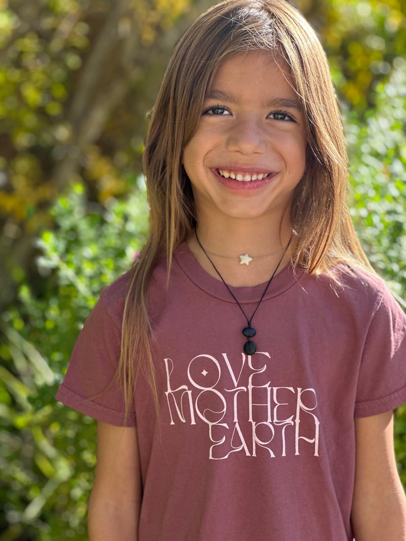 'Love Mother Earth' Kids Organic Tee - Mauve