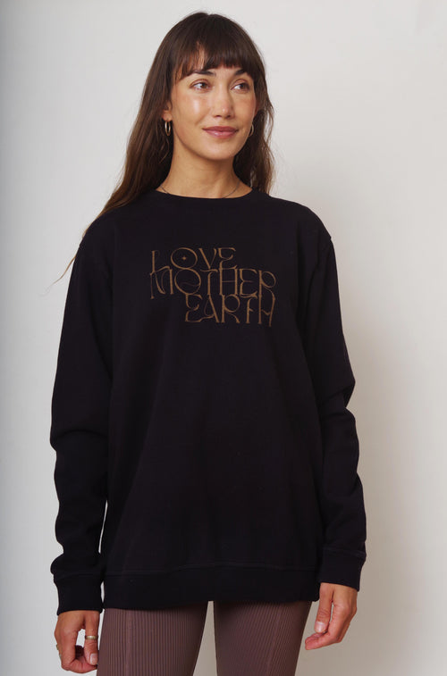 'Love Mother Earth'  Boyfriend/Girlfriend Sweatshirt - Black