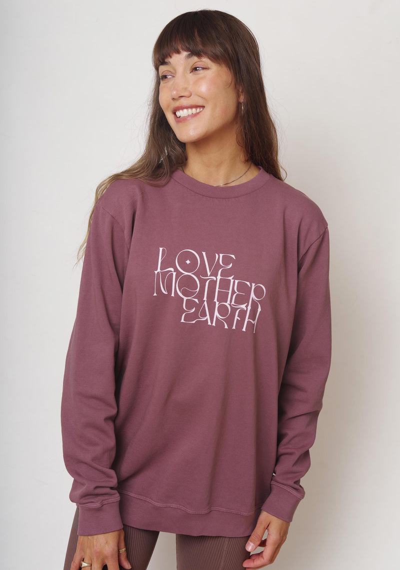 'Love Mother Earth'  Boyfriend/Girlfriend Sweatshirt - Mauve