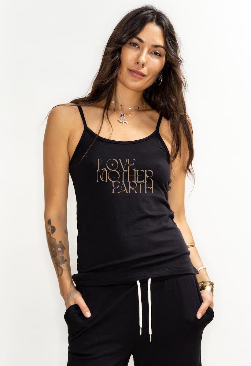 'Love Mother Earth'  Cami Tank - Black