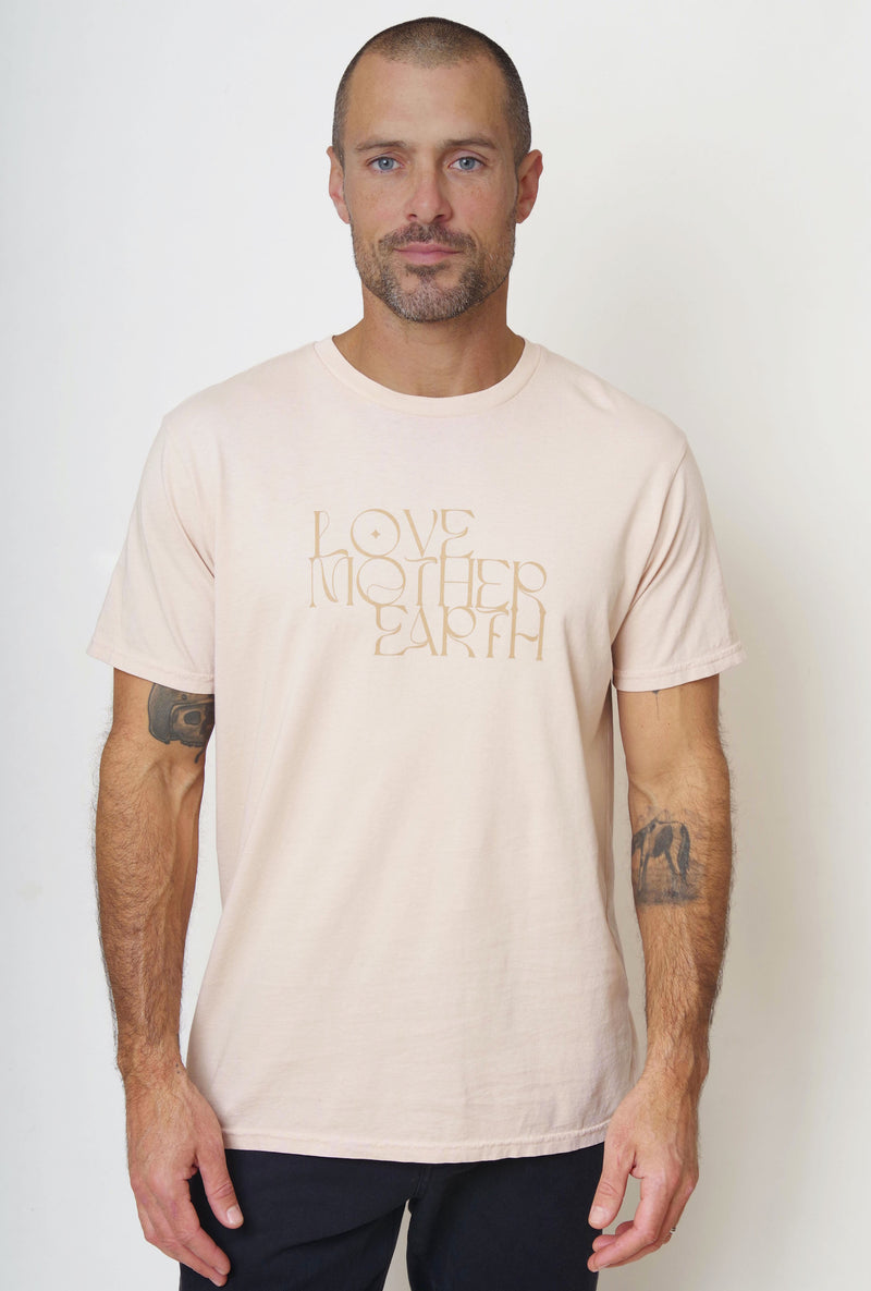 'Love Mother Earth' Mens Organic Tee - Blush