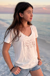'Love Mother Earth'  V Neck Tee - Natural