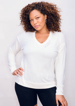 'Do Small Things With Great Love' Ultra-Soft V-Neck Pullover - Cream
