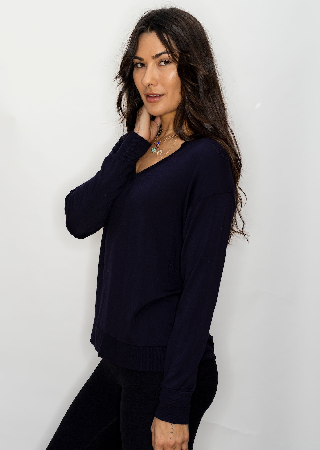 Ultra-Soft V-Neck Pullover - Black