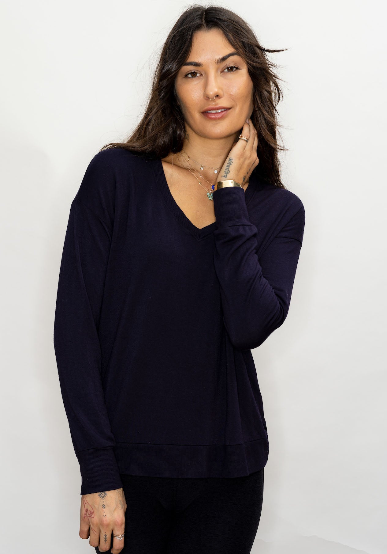 Ultra-Soft V-Neck Pullover - Black