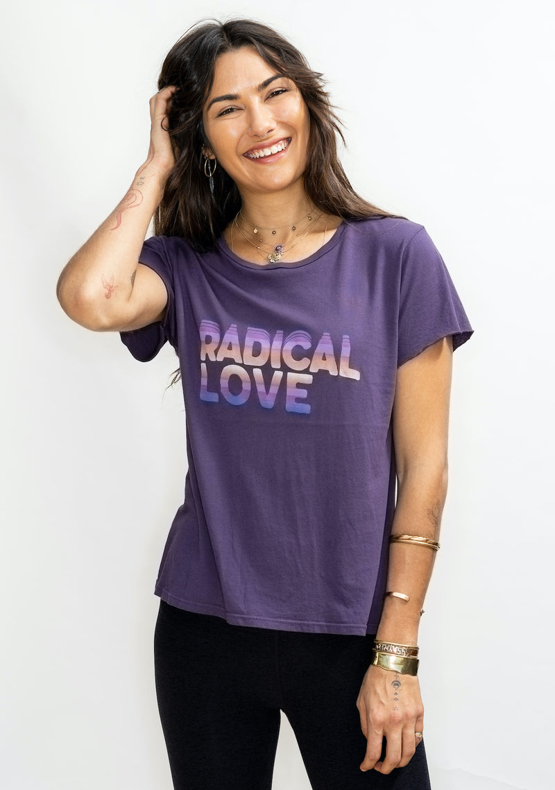 'Radical Love'  Be Love Perfect Tee - Dark Lilac