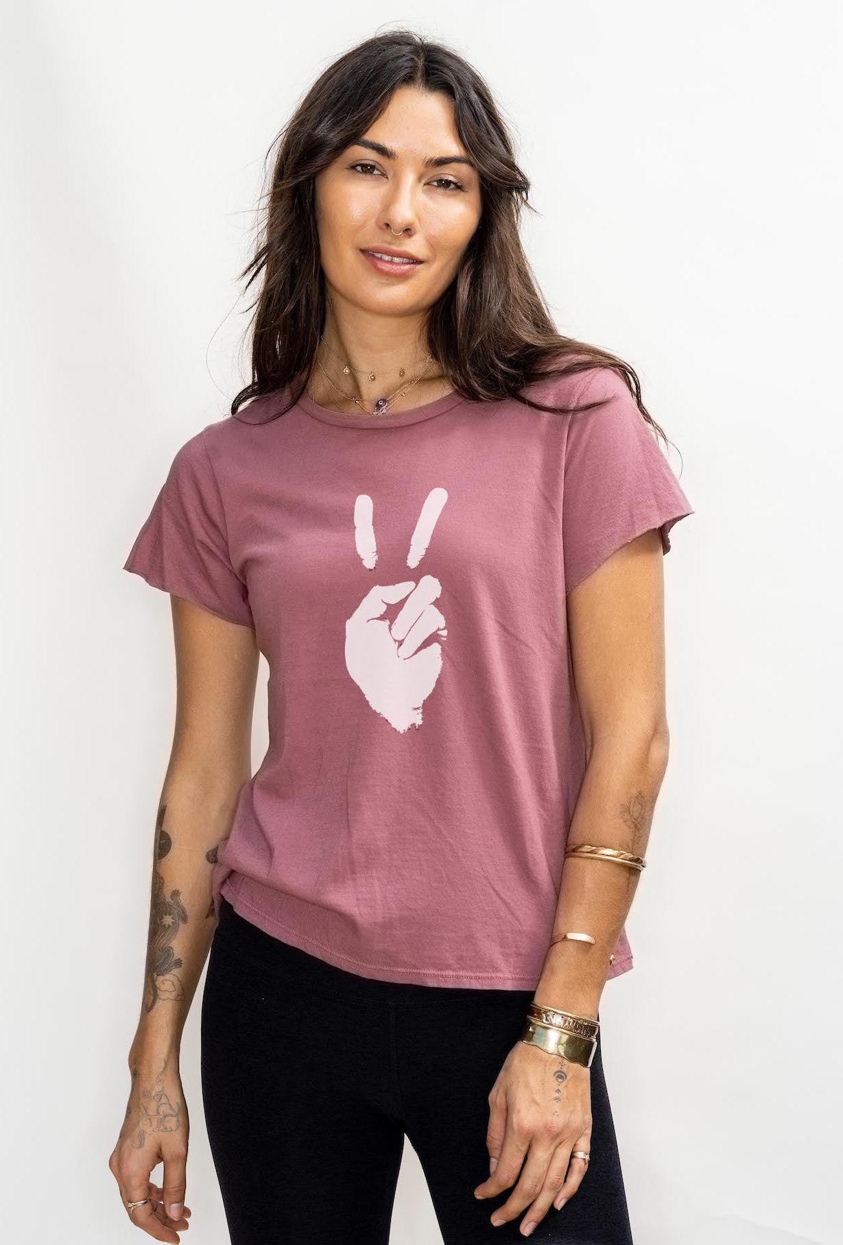 'Peace Sign' Perfect Tee - Desert Mauve