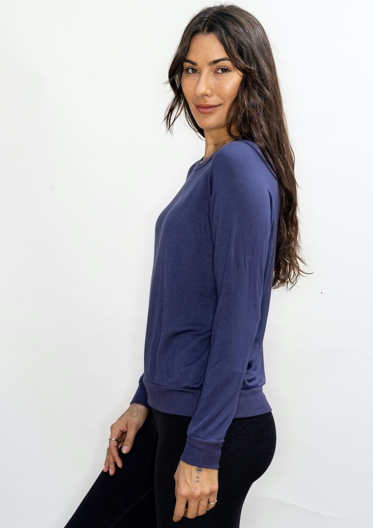 'Peace Sign' Ultra-Soft Raglan Pullover - Spellbound  Blue