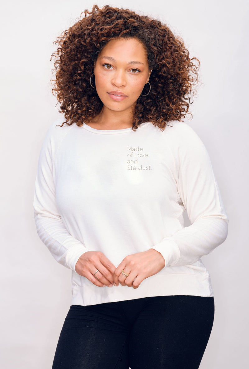 'Made of Love and Stardust' Ultra-Soft Raglan Pullover - Moon