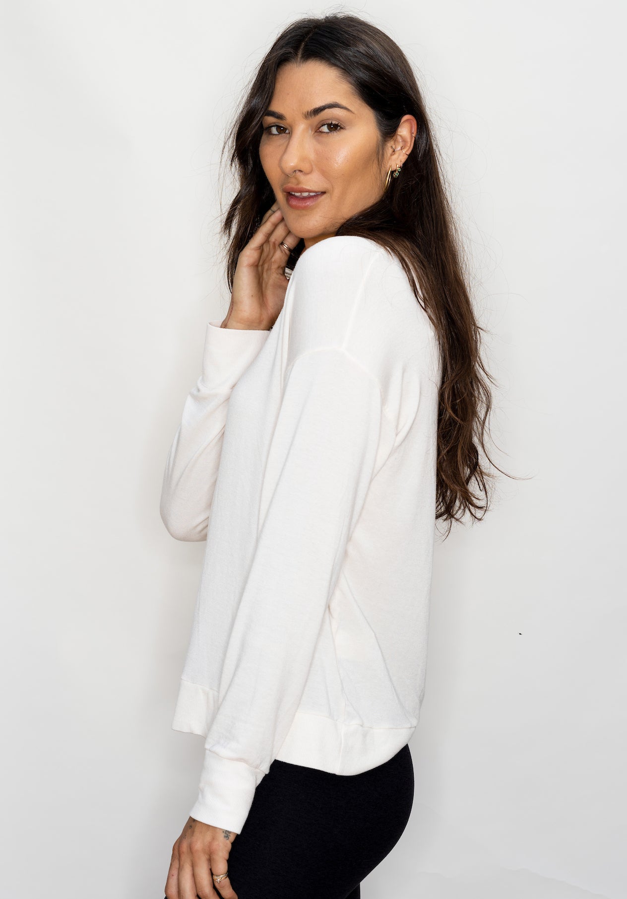 'Do Small Things With Great Love' Ultra-Soft V-Neck Pullover - Cream