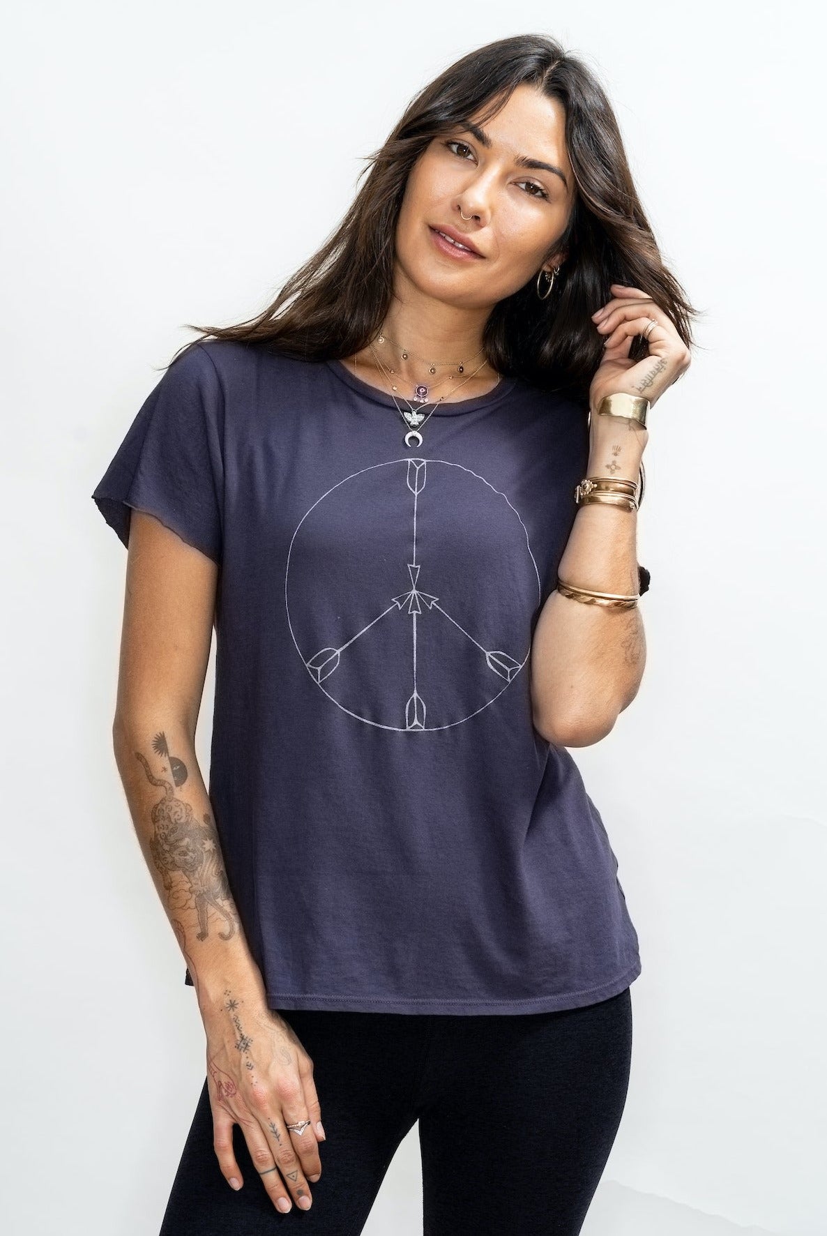 'Peace Arrows' Perfect Tee - Vintage Black