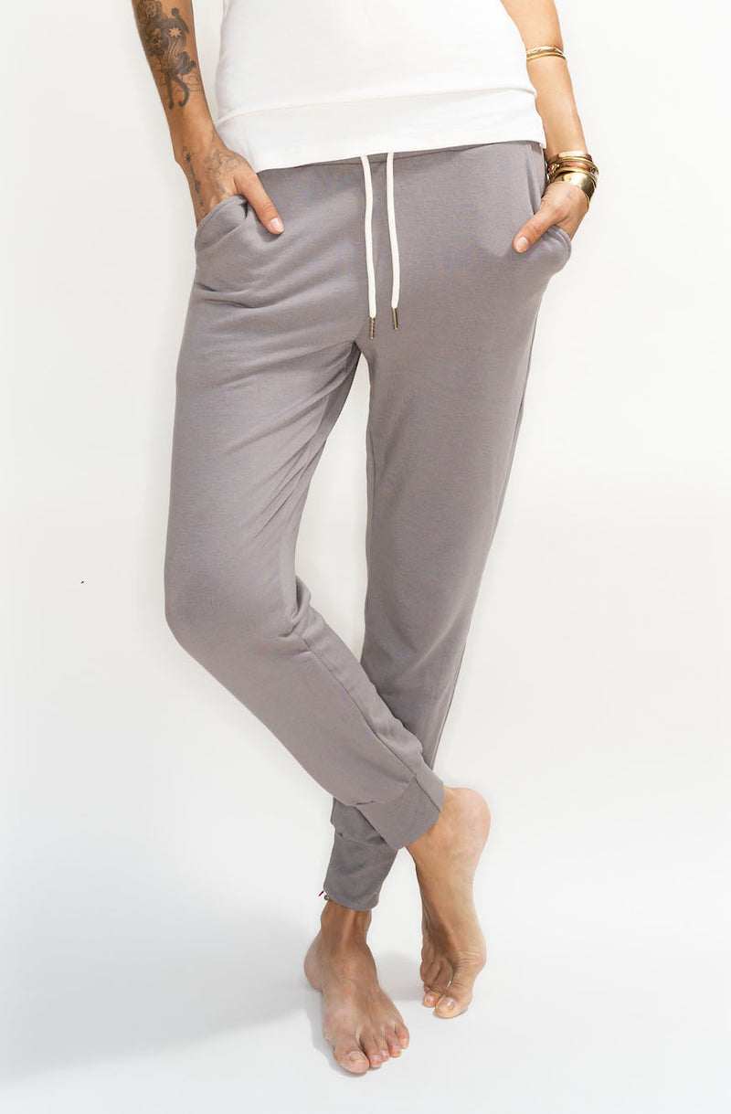 'Blow Your Mind Soft' Fleece Jogger Pant- Taupe