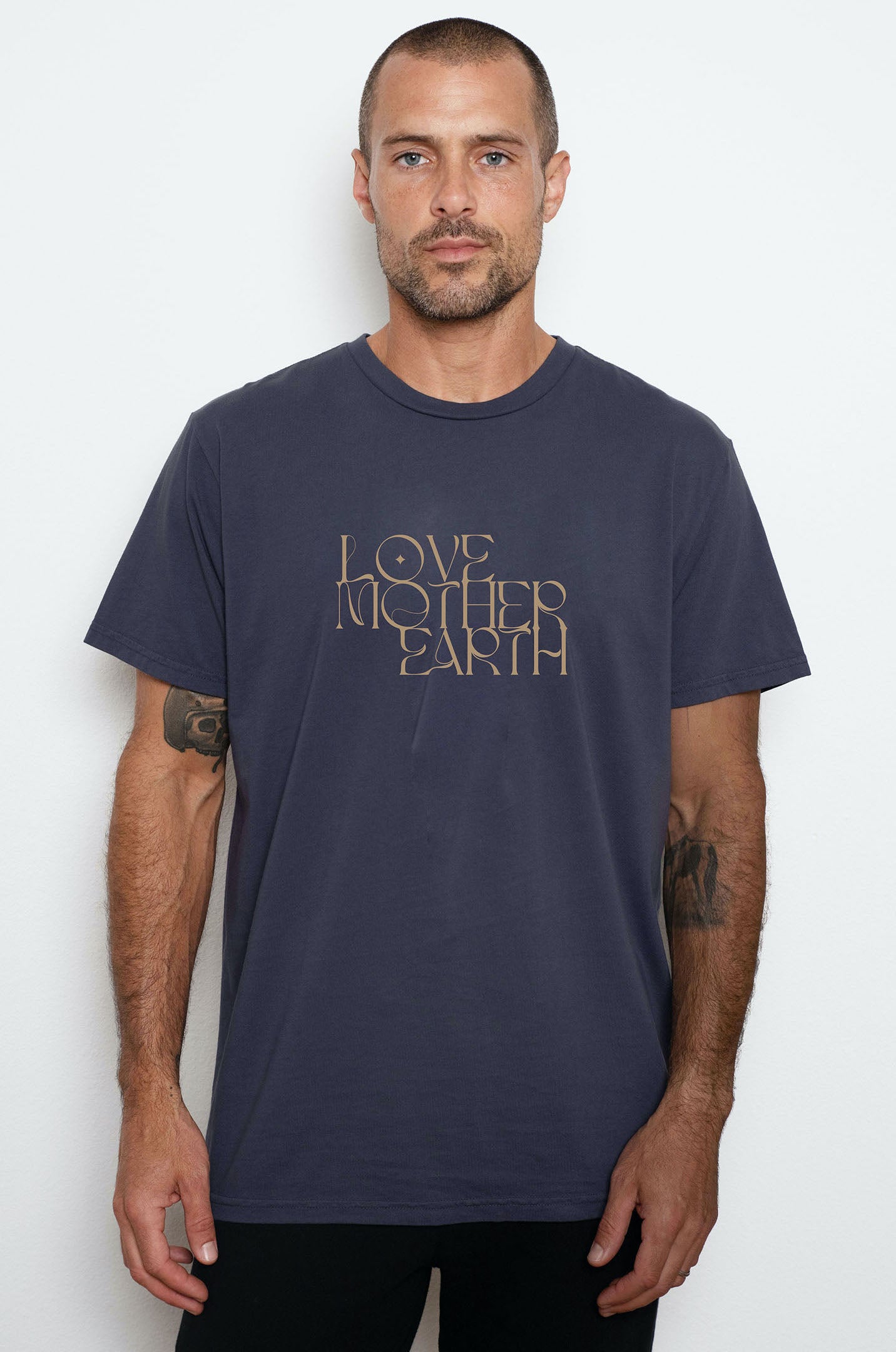'Love Mother Earth' Mens Organic Tee - Slate