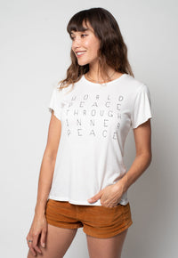 PRE-ORDER 'World Peace Through Inner Peace'  Perfect Tee - Moon