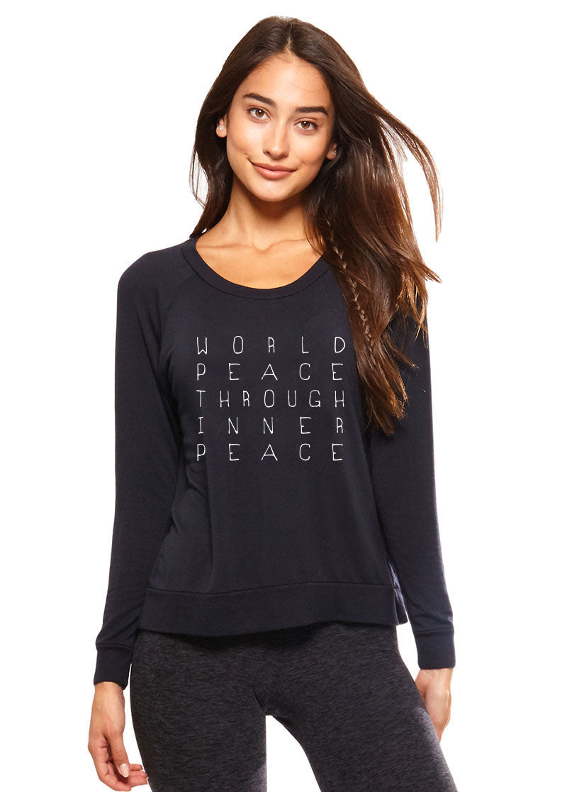 'World Peace Through Inner Peace'  Ultra-Soft Raglan - Vintage Black
