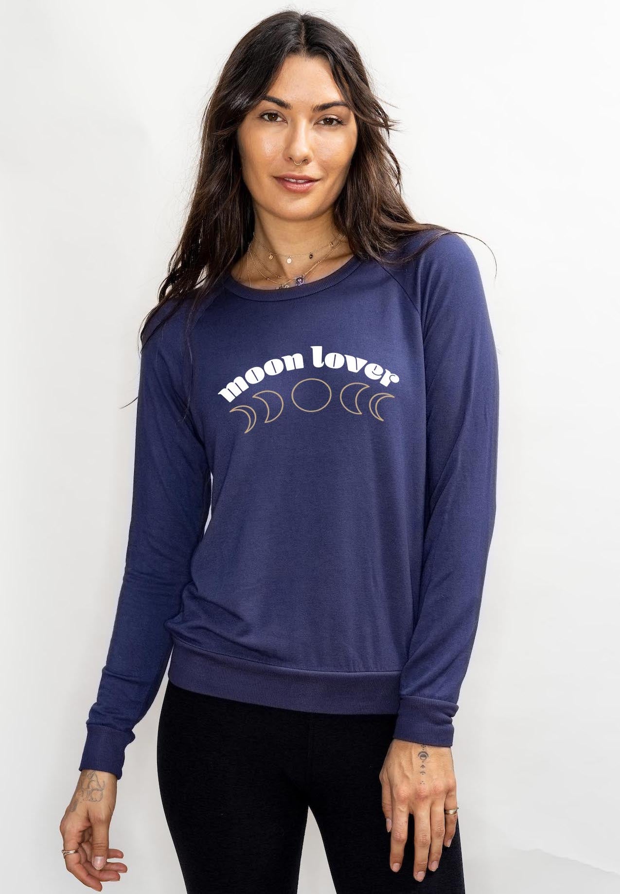 'Moon Lover' Ultra-Soft Raglan Pullover - Spellbound Blue