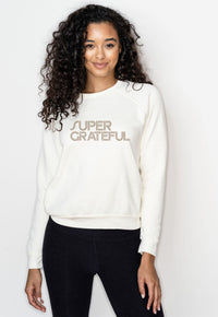 'Super Grateful' Cozy Fleece Sweatshirt - Moon