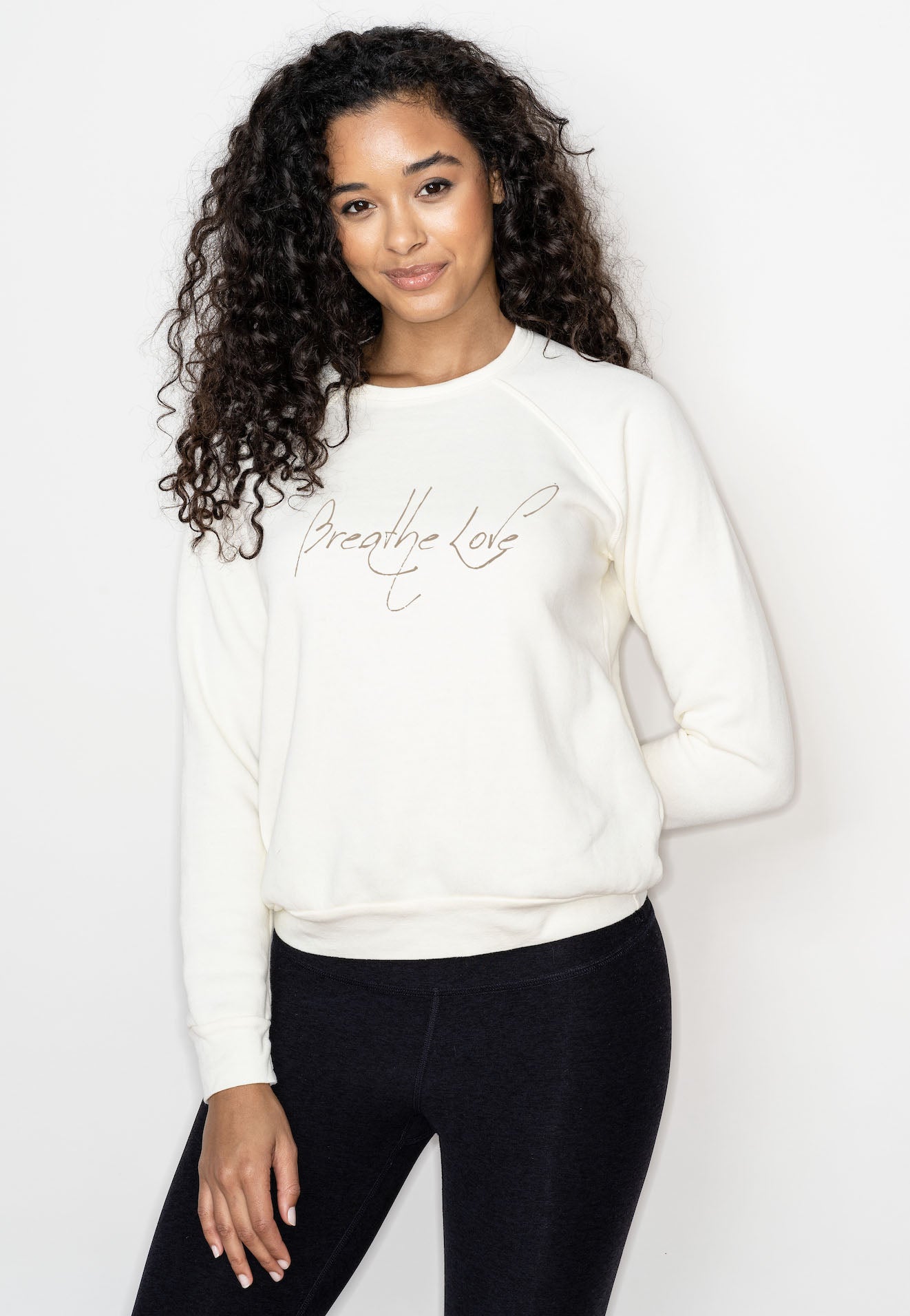 'Breathe Love' Fleece Pullover - Moon