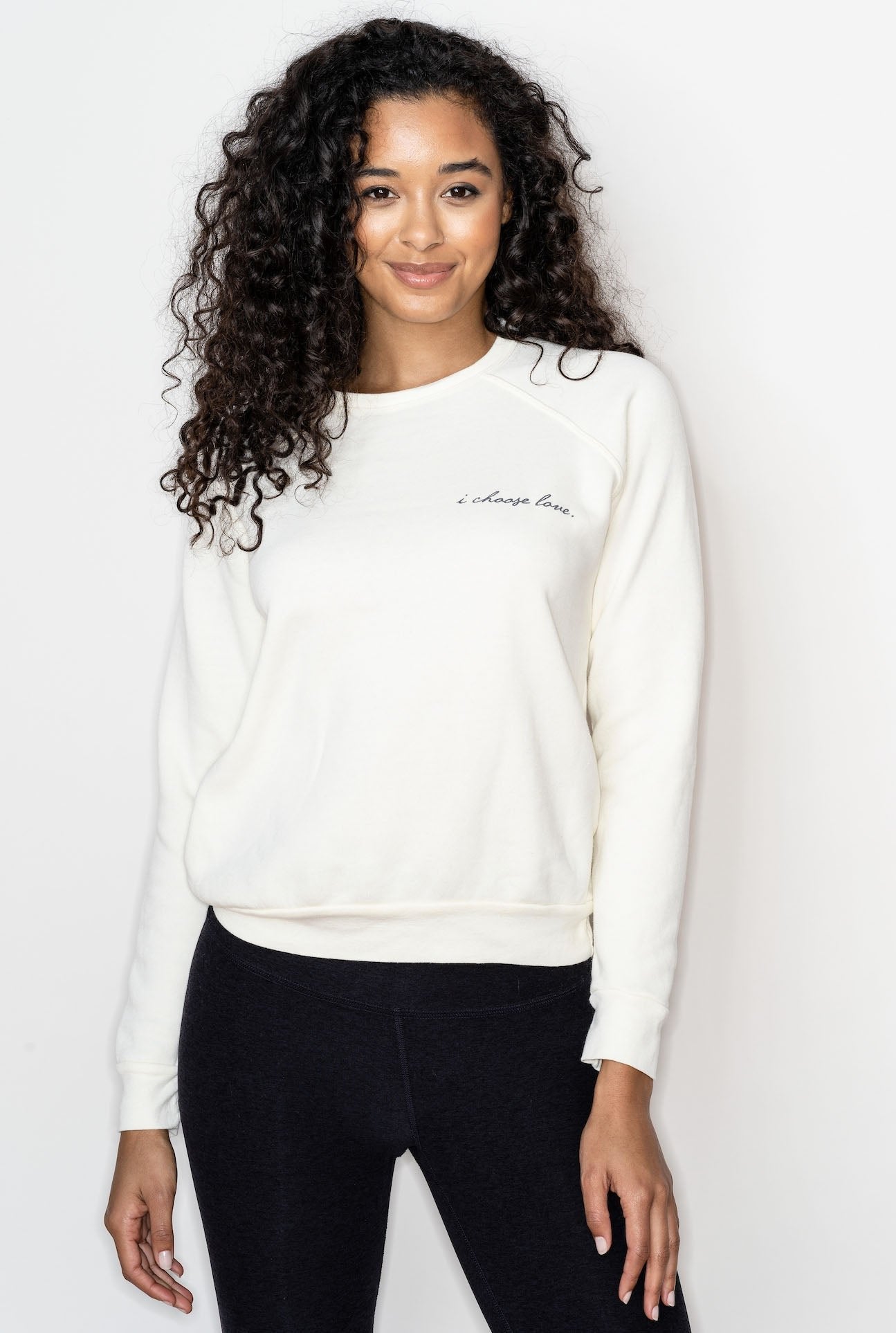 I Choose Love' Cozy Fleece Sweatshirt in White Color