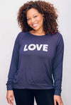 'LOVE' Ultra-Soft Raglan Pullover - Spellbound Blue